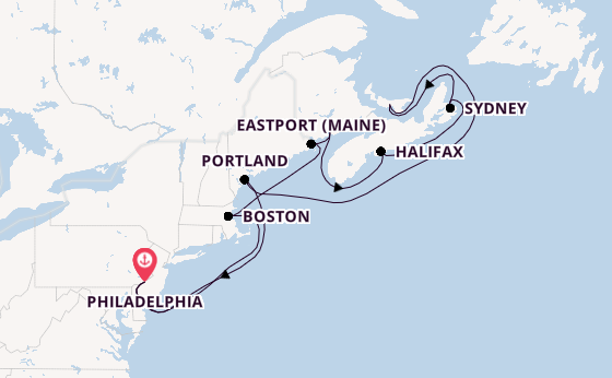 Amerikaanse Oostkust vanaf Philadelphia, Verenigde Staten met de Norwegian Pearl
