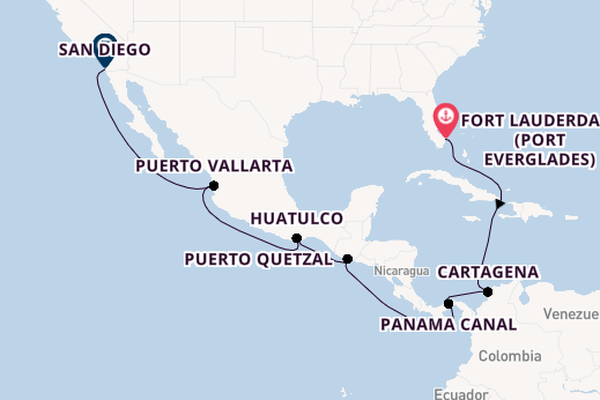 Central America from Fort Lauderdale (Port Everglades), Florida with the Eurodam