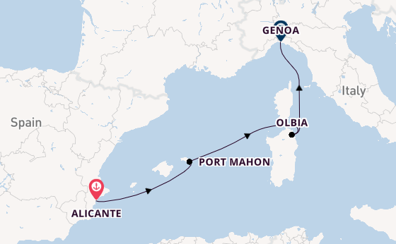 Western Mediterranean from Alicante, Spain with the MSC Opera