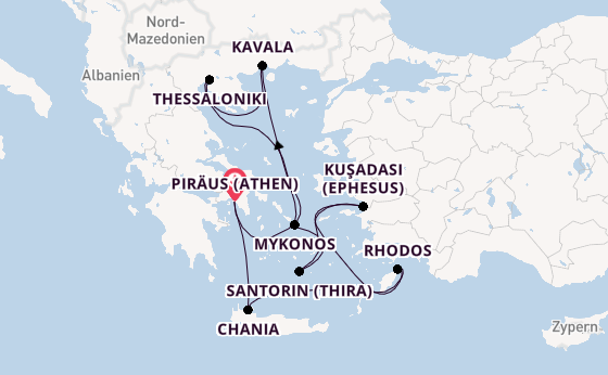 Östliches Mittelmeer ab Piräus (Athen), Griechenland auf der Celebrity Infinity