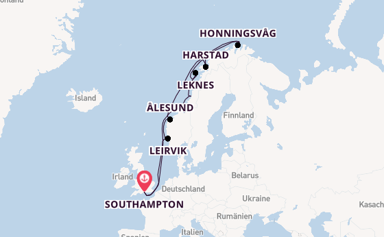 Norwegen ab Southampton, Großbritannien auf der EXPLORA IV