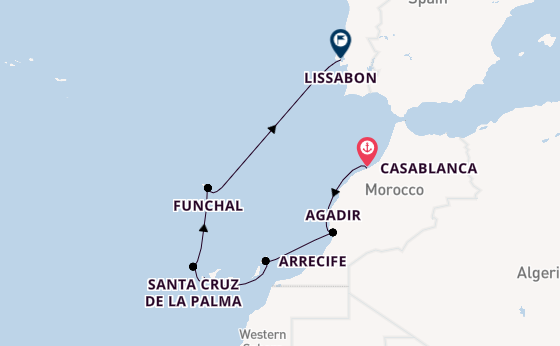 Canarische Eilanden vanaf Casablanca, Marokko met de EXPLORA II