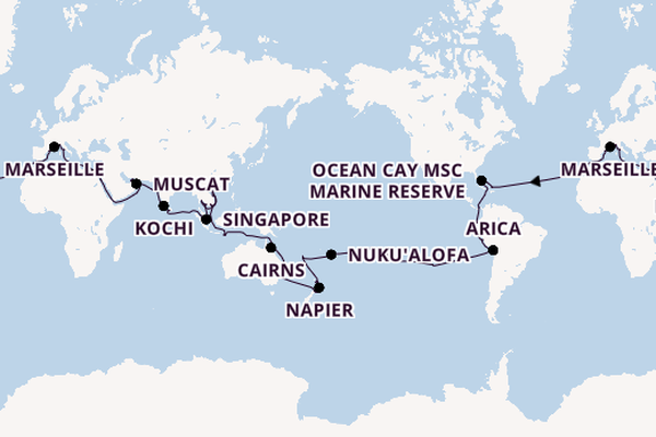 Round-the-World Trip from Barcelona, Spain with the MSC Magnifica