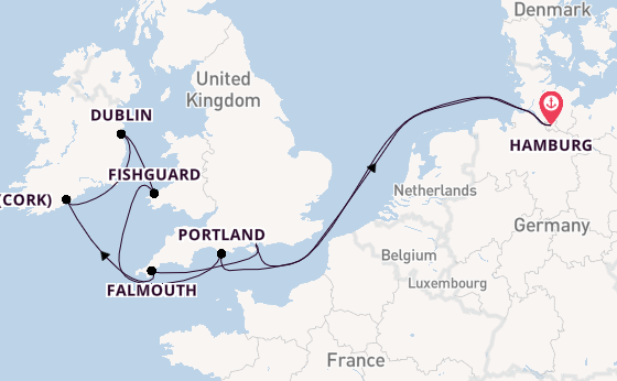 Britse Eilanden vanaf Hamburg, Duitsland met AIDAbella