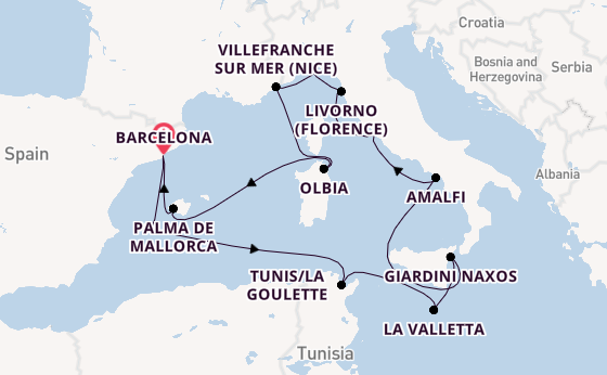 Westelijke Middellandse Zee vanaf Barcelona, Spanje met de EXPLORA I