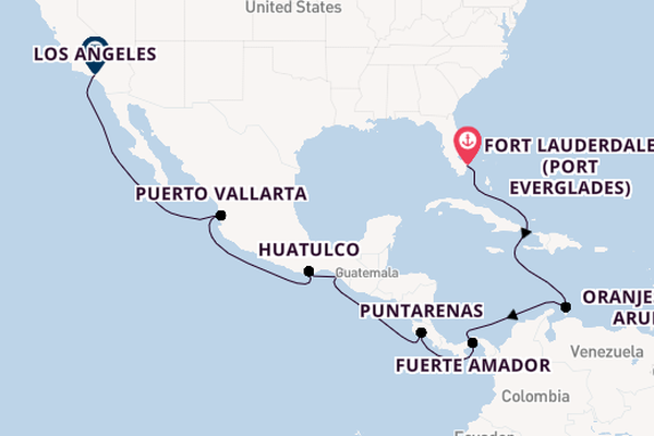 Central America from Fort Lauderdale (Port Everglades), Florida, USA with the Crown Princess