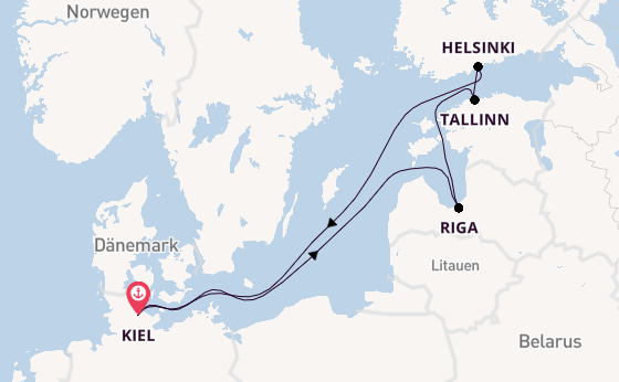 Ostsee ab Kiel, Deutschland auf AIDAprima