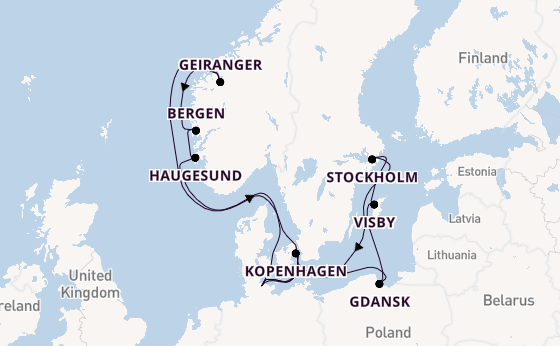 Noorwegen vanaf Kiel, Duitsland met de Costa Diadema