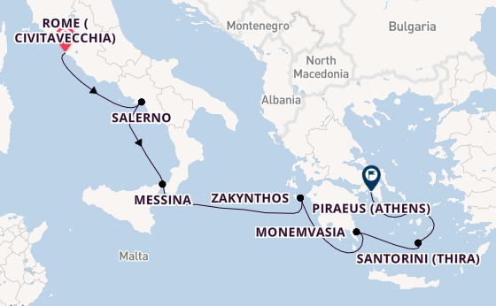 Mediterranean from Rome (Civitavecchia), Italy with the Allura