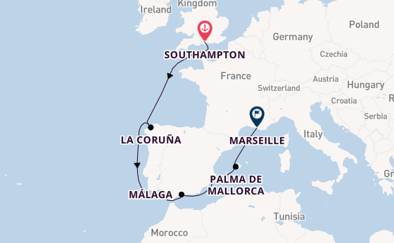 Western Mediterranean from Southampton, England with the MSC Virtuosa