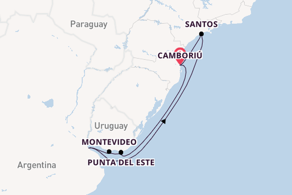 Zuid-Amerika vanaf Camboriú, Brazilië met de MSC Seaview