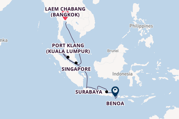 South East Asia from Laem Chabang (Bangkok), Thailand with the Viking Orion