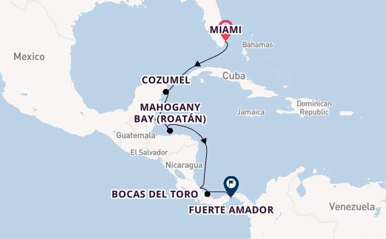 Central America from Miami, Florida, USA with the Azamara Quest
