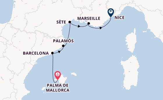 Western Mediterranean from Palma de Mallorca, Spain with the Silver Shadow