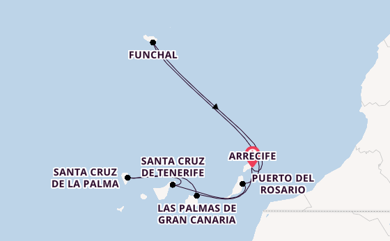 Canary Islands from Arrecife, Lanzarote, Spain with the MSC Fantasia