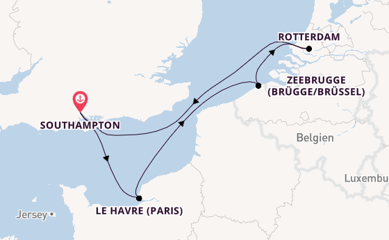 England ab Southampton, Großbritannien auf der Queen Mary 2