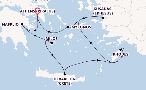 Eastern Mediterranean from Athens (Piraeus), Greece with the Silver Nova