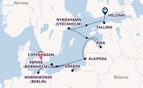 Baltic Sea from Copenhagen, Denmark with the Norwegian Jewel