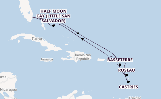 Caribbean from Fort Lauderdale (Port Everglades), Florida, USA with the Rotterdam