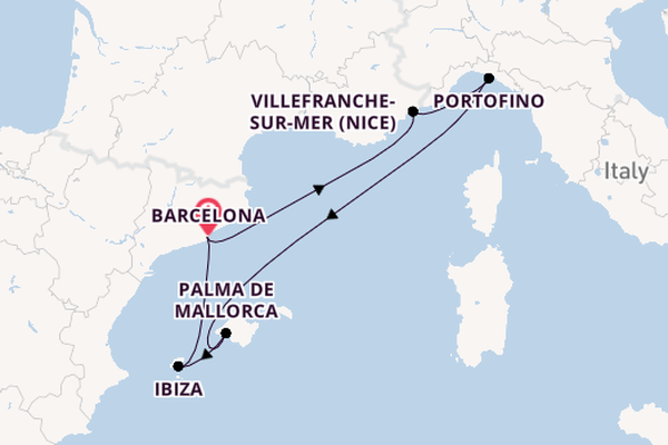 Western Mediterranean from Barcelona, Spain with the Valiant Lady