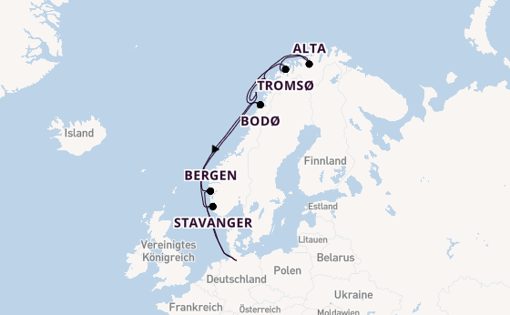 Norwegen ab Hamburg auf AIDAbella