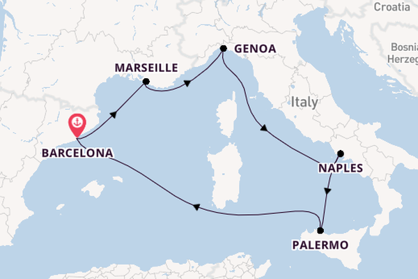 Western Mediterranean from Barcelona, Spain with the MSC Seaview