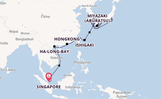 Oost-Azië vanaf Singapore, Singapore met de Sapphire Princess