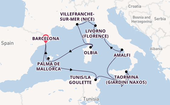 Western Mediterranean from Barcelona, Spain with the EXPLORA I