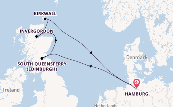 Schotland vanaf Hamburg, Duitsland met de Costa Favolosa