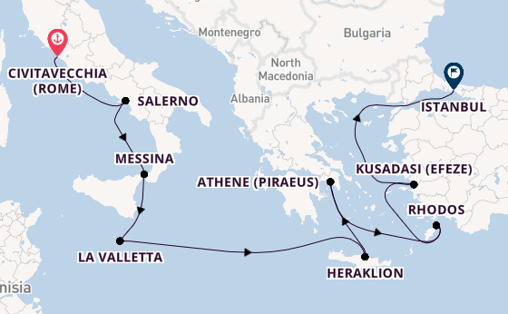 Middellandse Zee vanaf Civitavecchia (Rome), Italië met de Allura