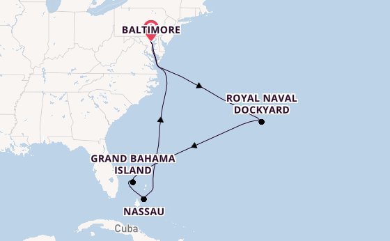 East Coast USA from Baltimore, Maryland, USA with the Vision of the Seas