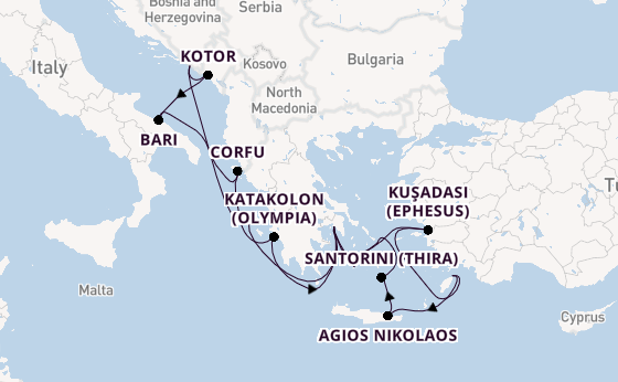 Eastern Mediterranean from Piraeus (Athens), Greece with the Celestyal Journey