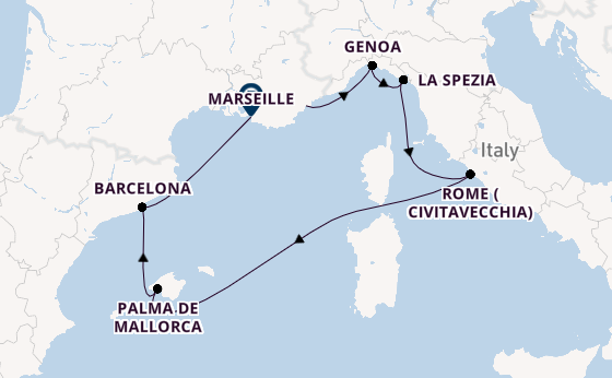 Western Mediterranean from Cannes, France with the MSC Grandiosa