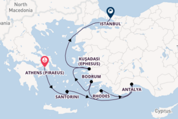 Voyage with Oceania Cruises from Athens (Piraeus) to Istanbul