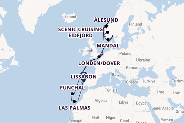 Noorwegen vanaf Rotterdam, Nederland met de Nieuw Statendam