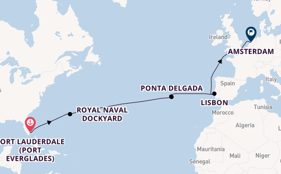 Transatlantic from Fort Lauderdale (Port Everglades), Florida, USA with the Celebrity Eclipse