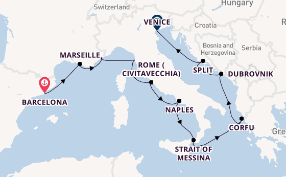Western Mediterranean from Barcelona, Spain with the Viking Star