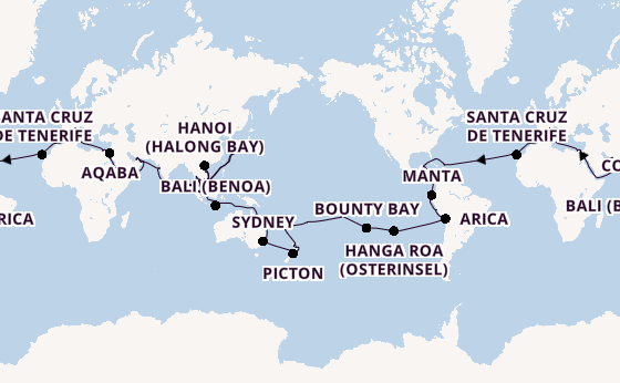 MSC Weltreise 2028 ab Rom, Italien