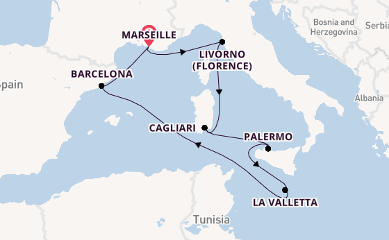Westelijke Middellandse Zee vanaf Marseille, Frankrijk met de MSC Splendida