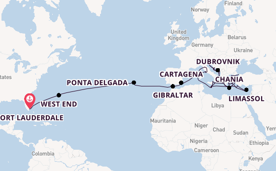 trans-Atlantisch vanaf Fort Lauderdale, Verenigde Staten met de Enchanted Princess
