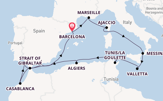 Mediterranean Sea from Barcelona, Spain with the Viking Vela
