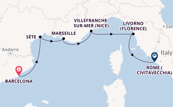 Western Mediterranean from Barcelona, Spain with the Viking Star