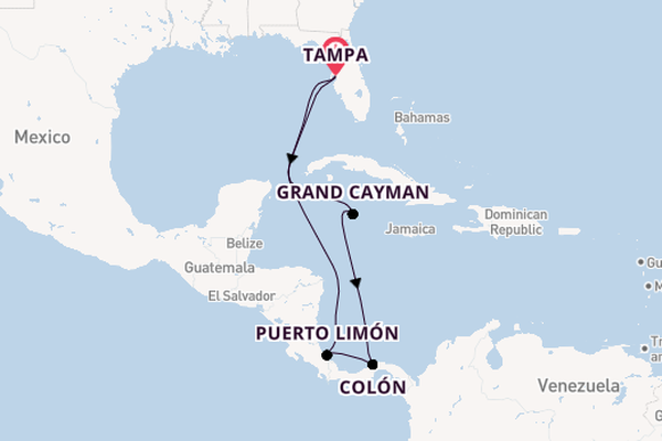 Midden-Amerika vanaf Tampa, Verenigde Staten met de Carnival Spirit