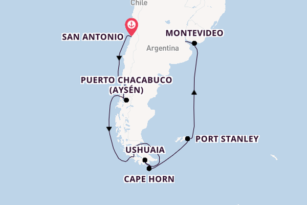 South America from San Antonio, Chile with the Oosterdam