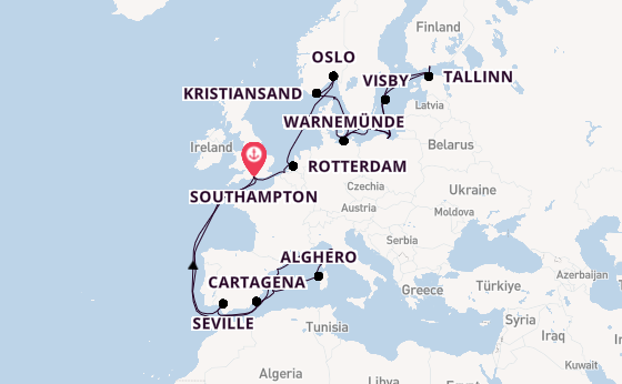 Western Mediterranean from Southampton, England with the Regal Princess