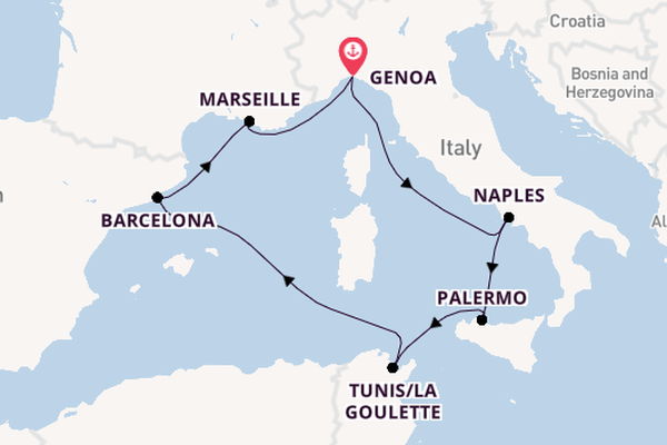 Western Mediterranean from Genoa, Italy with the MSC Splendida
