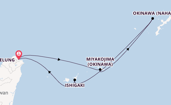 Ostasien ab Keelung, Taiwan auf der MSC Bellissima