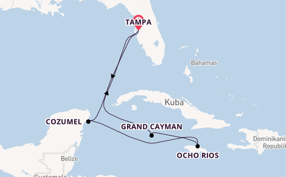 Westliche Karibik ab Tampa, Florida, USA auf der Carnival Legend