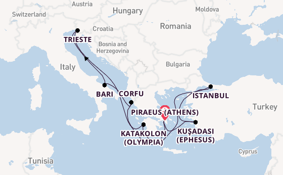 Mediterranean from Piraeus (Athens), Greece with the MSC Fantasia