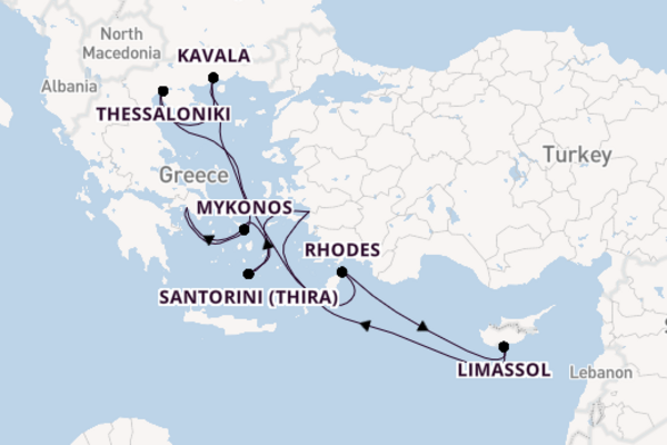 Eastern Mediterranean from Piraeus (Athens), Greece with the Celebrity Infinity